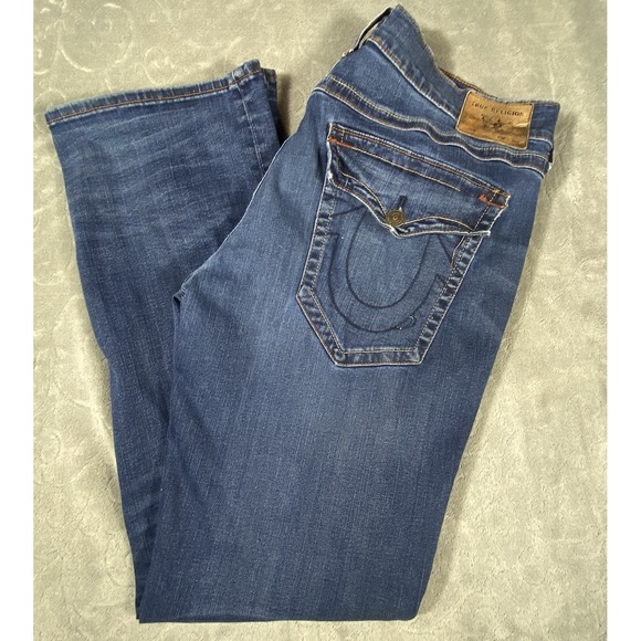 VTG True Religion Y2K Embroidered Men's Jeans 38x32 Flap Pocket Straight Cowboy - Picture 2 of 16